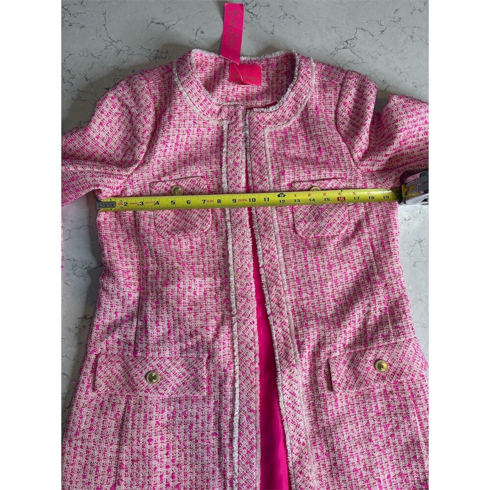 Lilly Pulitzer Dashielle Tweed Jacket Pink‎ Palms women’s  Size 4 - Picture 5 of 17